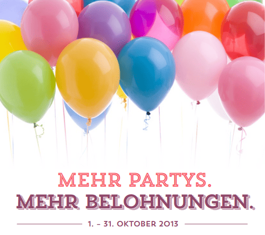 Mehr Partys mehr Belohnungen - 25 € zusätzlich für Partys ab einem Umsatz von 350 Euro